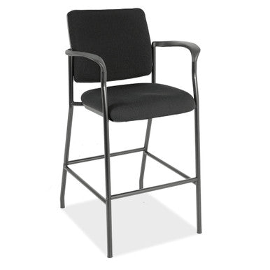 OfficeSource | Sleek Stool | Fabric Guest Stool with Arms and Black Frame