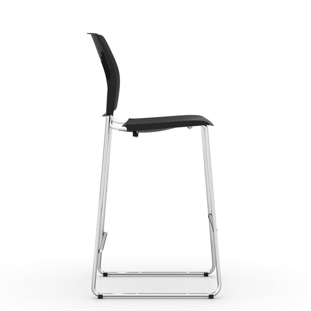 OfficeSource Rise Stool Polyurethane Stool with Footrest and Chrome Base