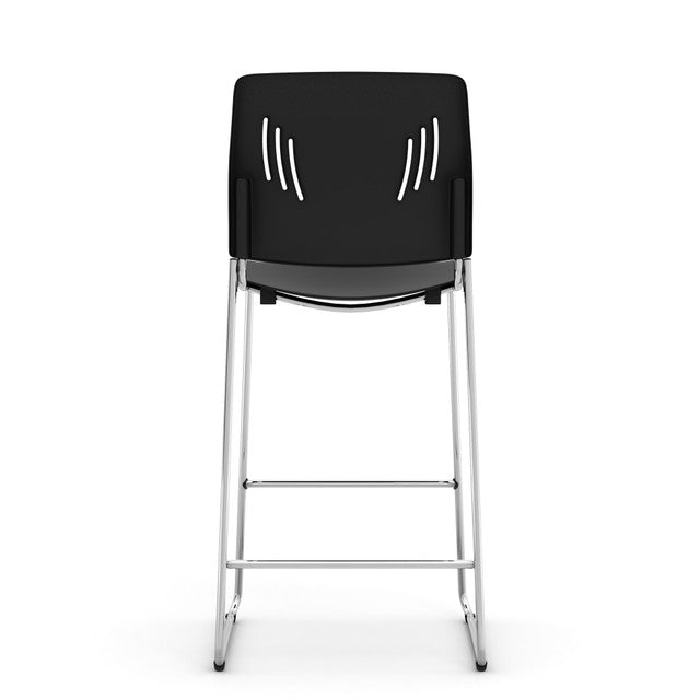 OfficeSource Rise Stool Polyurethane Stool with Footrest and Chrome Base