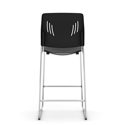 OfficeSource Rise Stool Polyurethane Stool with Footrest and Chrome Base