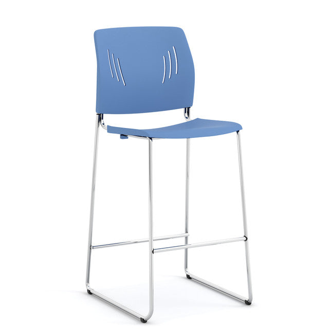 OfficeSource Rise Stool Polyurethane Stool with Footrest and Chrome Base