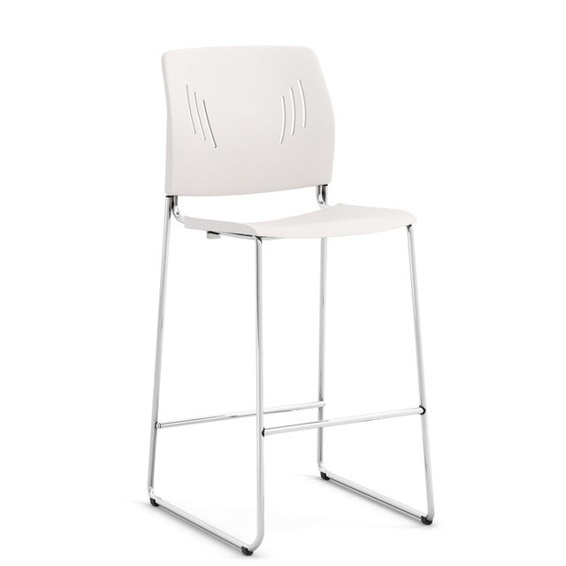 OfficeSource Rise Stool Polyurethane Stool with Footrest and Chrome Base