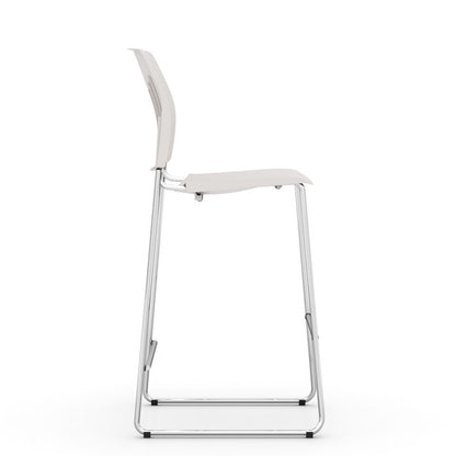 OfficeSource Rise Stool Polyurethane Stool with Footrest and Chrome Base