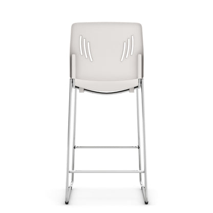 OfficeSource Rise Stool Polyurethane Stool with Footrest and Chrome Base