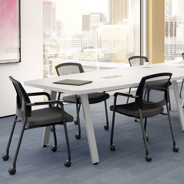 OfficeSource | Parson | Micro Mesh Back Side Chair with Arms - Fabric