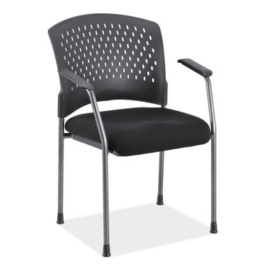 OfficeSource | Aero | Guest or Side Chair with Arms, Black Fabric Seat and Titanium Frame