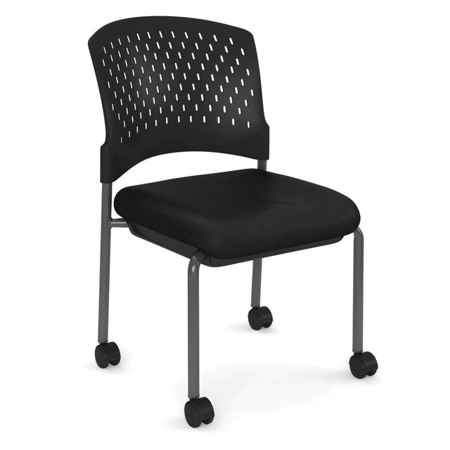 OfficeSource Aero Collection Armless Guest or Side Chair with Black Fabric Seat and Titanium Frame