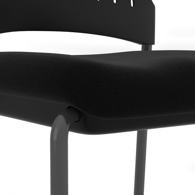 OfficeSource Aero Collection Armless Guest or Side Chair with Black Fabric Seat and Titanium Frame