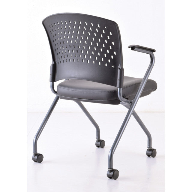 OfficeSource | Perch | Nesting Chair with Arms and Casters, Titanium Frame