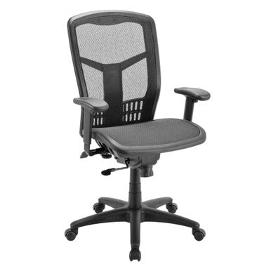 OfficeSource CoolMesh Collection Synchro, High Back Mesh Chair with Seat Slider, Upholstered Seat and Black Frame