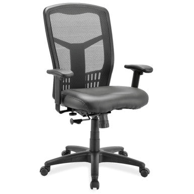 OfficeSource | CoolMesh | Swivel Tilt, High Back Chair with Black Frame - Leather