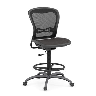 OfficeSource | Spice | Armless, Mesh Back Task Stool with Mesh Seat and Back, Footring and Titanium Steel Base