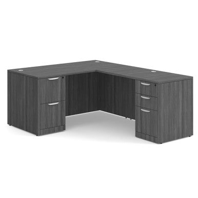 OfficeSource OS Laminate Collection Double Full Pedestal ''L'' Desk