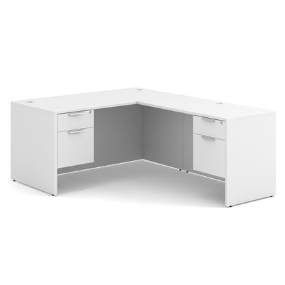 OfficeSource OS Laminate Collection Double 3/4 Pedestal ''L'' Desk - 60'' x 30''