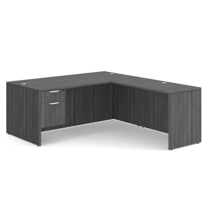 OfficeSource OS Laminate Collection Single 3/4 Pedestal ''L'' Desk