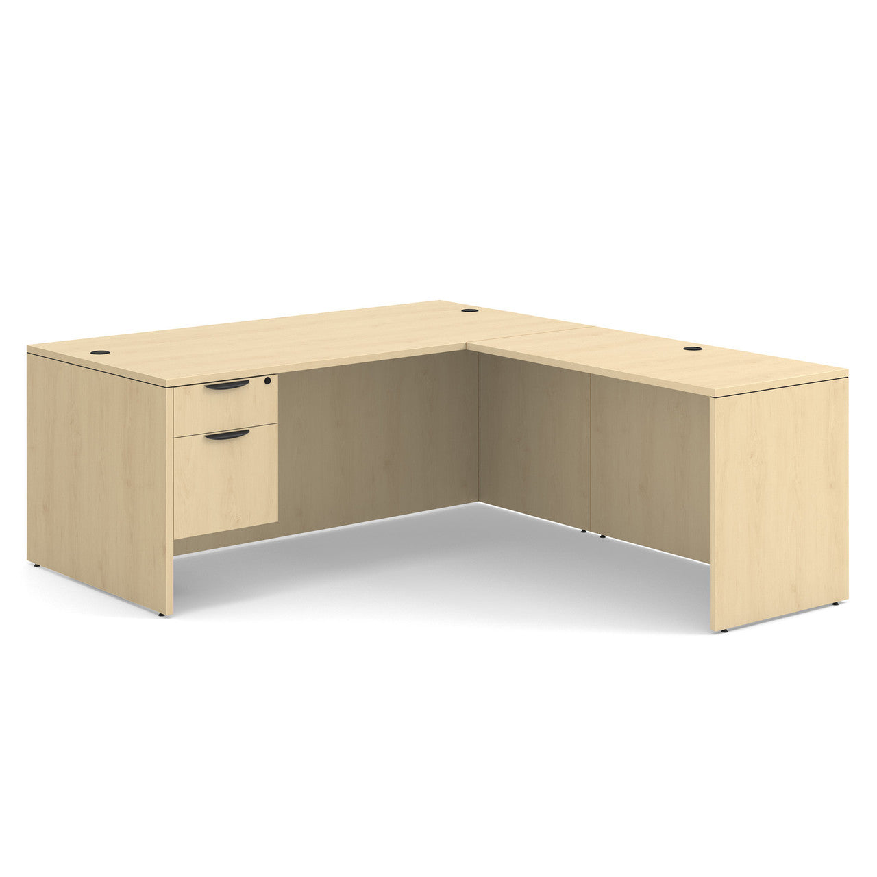 OfficeSource OS Laminate Collection Single 3/4 Pedestal ''L'' Desk