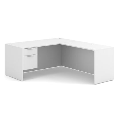 OfficeSource OS Laminate Collection Single 3/4 Pedestal ''L'' Desk