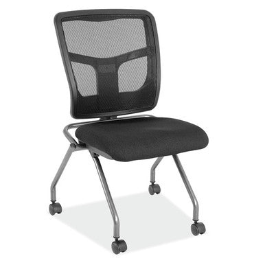 OfficeSource | CoolMesh | Armless Nesting Chair with Titanium Gray Frame - Fabric