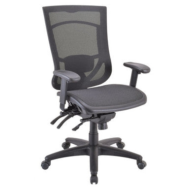 OfficeSource | CoolMesh Pro Collection | All Mesh, Multi-Function, High Back Chair with Adjustable Arms and Black Frame