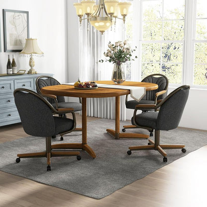 Chromcraft ZIP Ship CM188 Casual Dining Chair Caster Swivel Tilt Fabric Dinning Chair in Chestnut & Texture Bronze Finish
