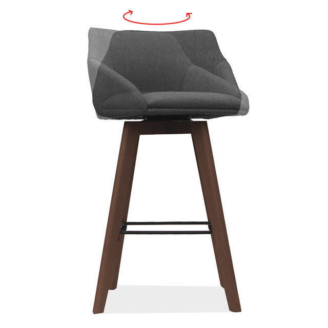 OfficeSource | Arbor | Swivel Stool with Brown Wood Legs