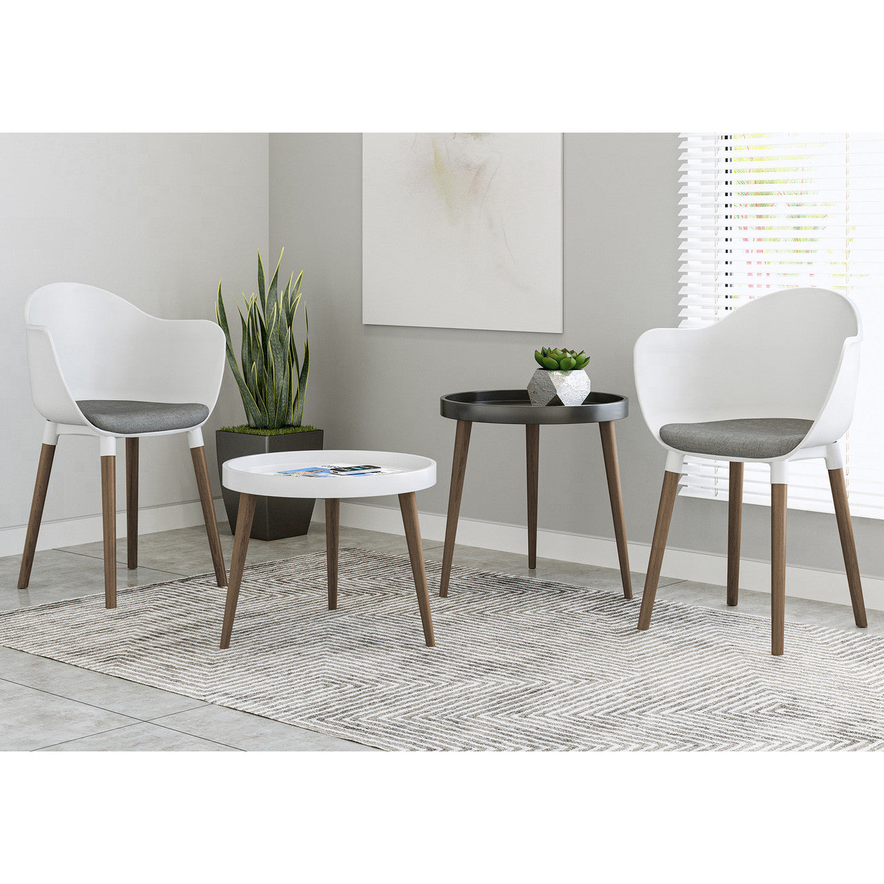 OfficeSource Posey Collection Plastic Round Table Top with 14'' Wood Legs