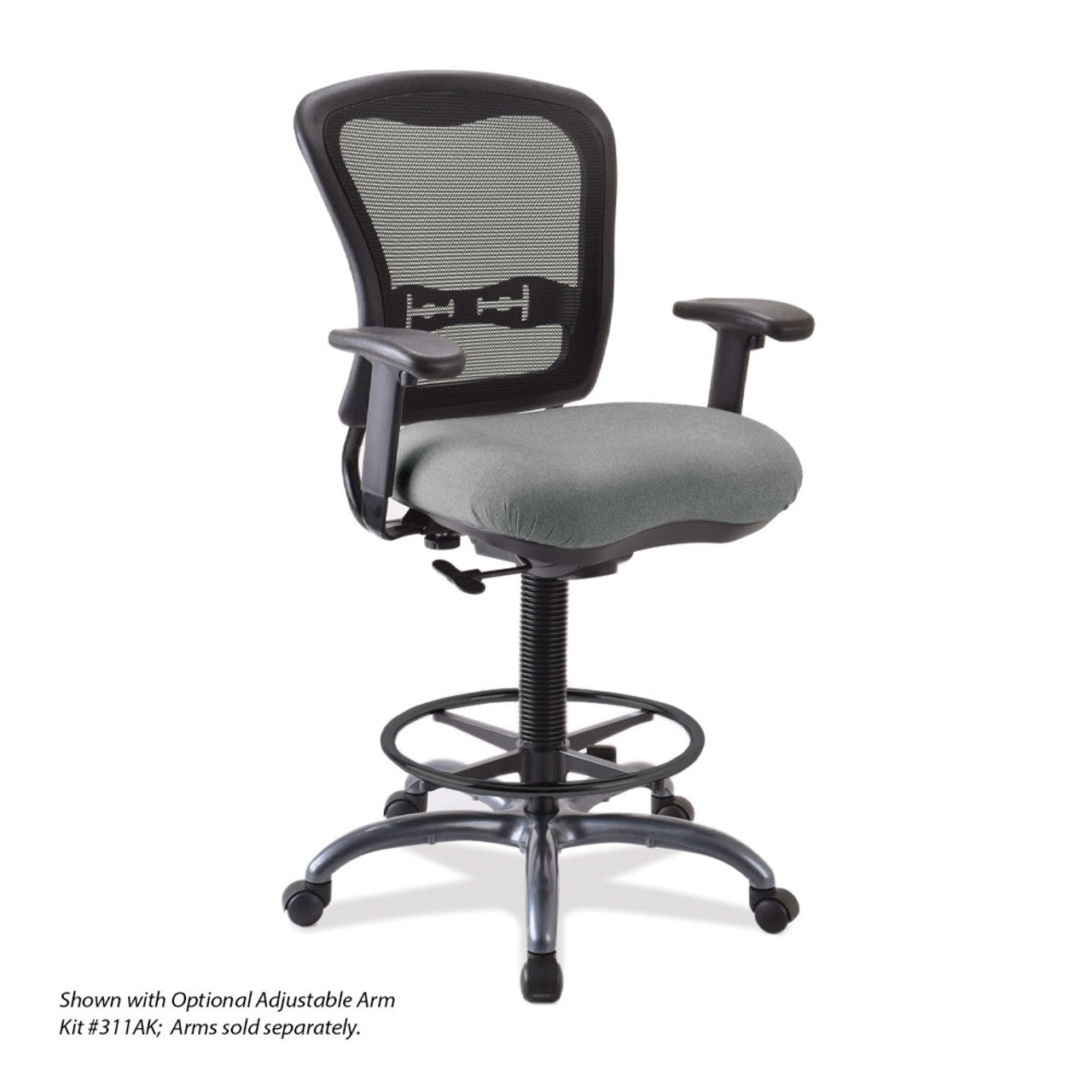 OfficeSource | Spice | Armless, Mesh Back Task Stool with Antimicrobial Seat, Footring and Titanium Steel Base