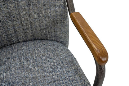 Chromcraft ZIP Ship CM188 Casual Dining Chair Caster Swivel Tilt Fabric Dinning Chair in Chestnut & Texture Bronze Finish