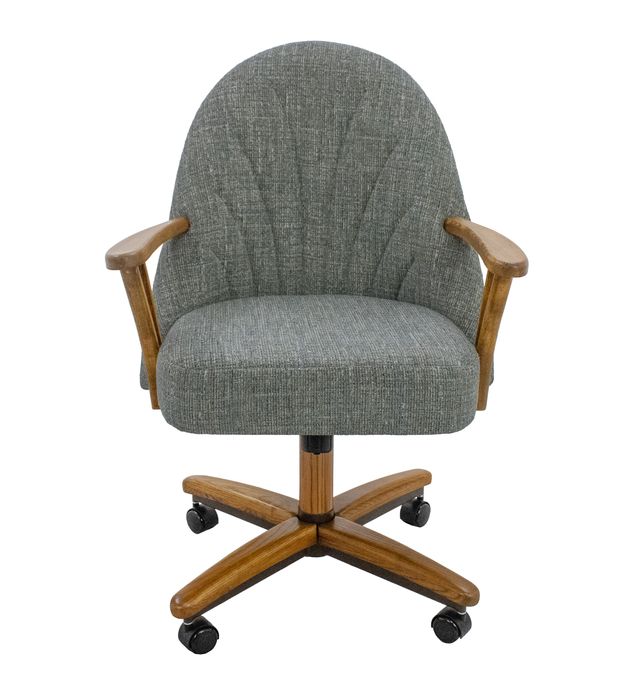 Chromcraft ZIP Ship CM127 Casual Dining Chair Caster Swivel Tilt Fabric Dinning Chair in Chestnut Finish