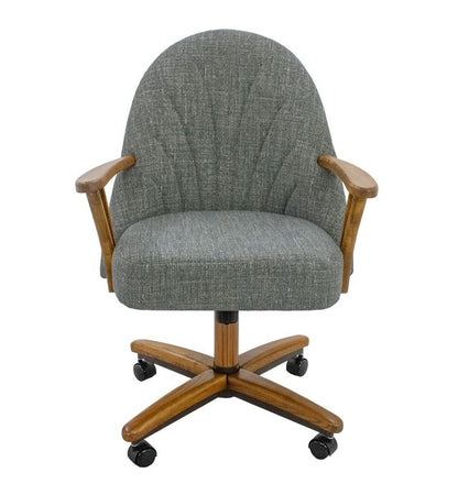 Chromcraft ZIP Ship CM127 Casual Dining Chair Caster Swivel Tilt Fabric Dinning Chair in Chestnut Finish
