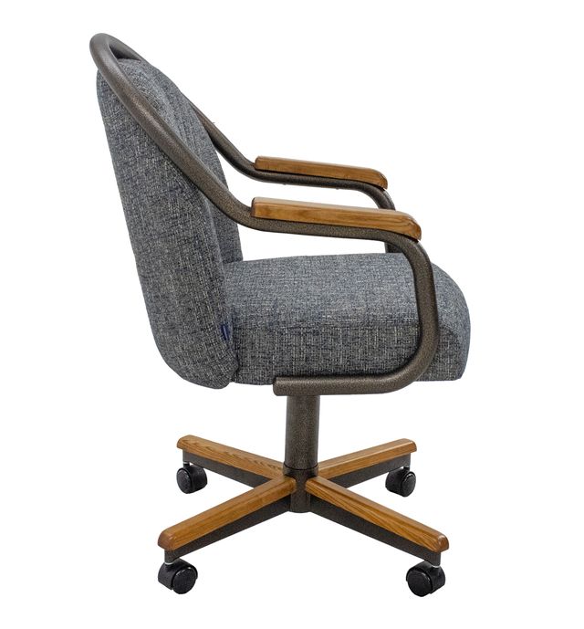 Chromcraft ZIP Ship CM188 Casual Dining Chair Caster Swivel Tilt Fabric Dinning Chair in Chestnut & Texture Bronze Finish