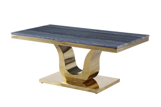 Marble Coffee Table with Stainless Steel Gold Base