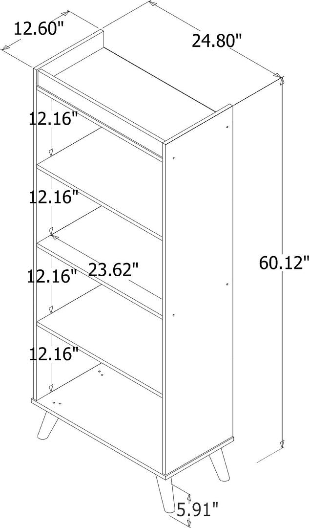 Manhattan Comfort Hampton 4-Tier Bookcase