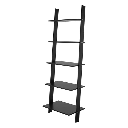 Manhattan Comfort Cooper 5-Shelf Floating Ladder Bookcase in Black