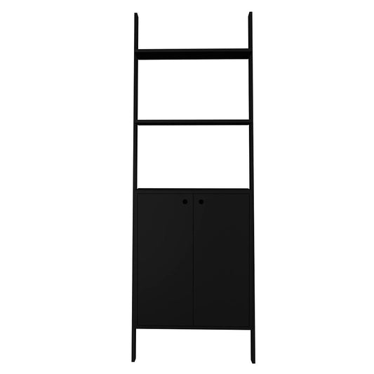 Manhattan Comfort Cooper Ladder Display Cabinet with 2 Floating Shelves in Black