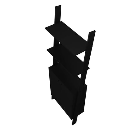 Manhattan Comfort Cooper Ladder Display Cabinet with 2 Floating Shelves in Black