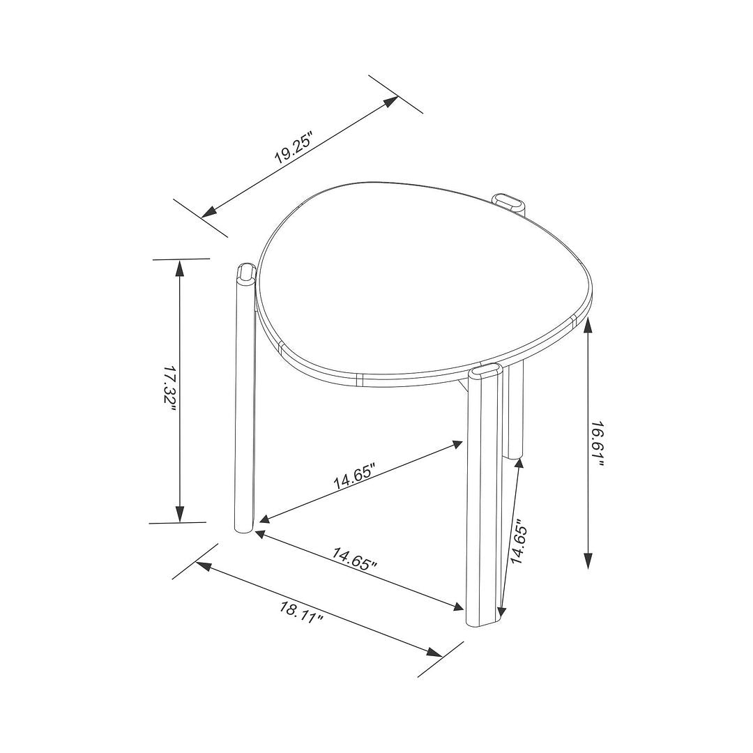 Manhattan Comfort Mid-Century Modern Gales End Table and Coffee Table with Solid Wood Legs