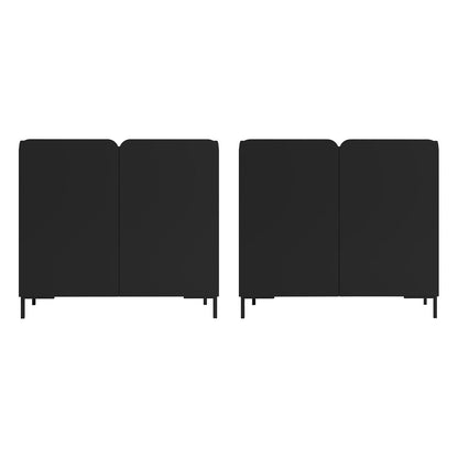 Manhattan Comfort Mid-Century Modern Bogardus Accent Cabinet in Black - Set of 2