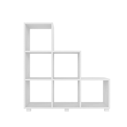 Manhattan Comfort Sophisticated Cascavel Stair Cubby with 6 Cube Shelves in White