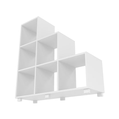 Manhattan Comfort Sophisticated Cascavel Stair Cubby with 6 Cube Shelves in White