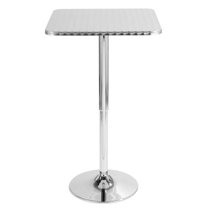 Bistro Contemporary Adjustable Round Bar Table in Silver