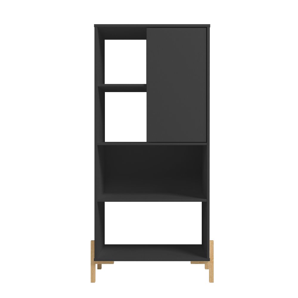 Manhattan Comfort Bowery Bookcase with 5 Shelves in Black and Oak