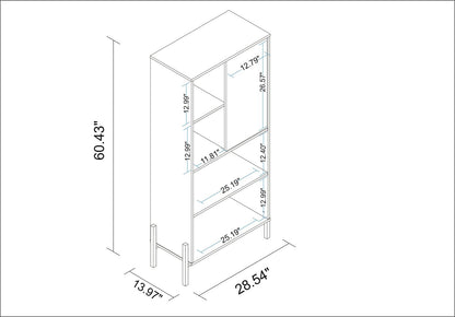 Manhattan Comfort Bowery Bookcase with 5 Shelves