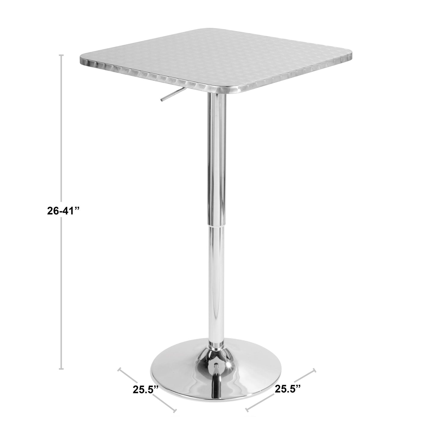 Bistro Contemporary Adjustable Round Bar Table in Silver