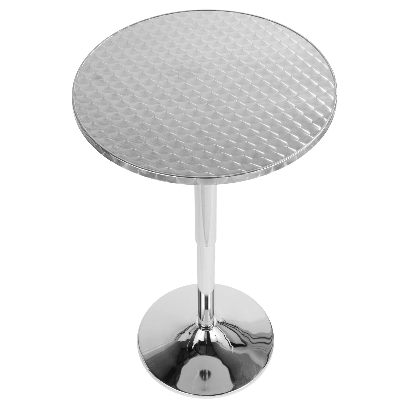 Bistro Contemporary Adjustable Round Bar Table in Silver