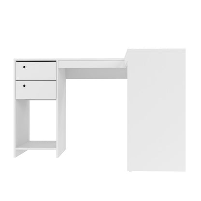 Manhattan Comfort Modest Palermo Classic "L" Shaped Desk with 2 Drawers and 1 Cubby in White