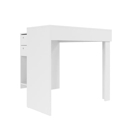 Manhattan Comfort Modest Palermo Classic "L" Shaped Desk with 2 Drawers and 1 Cubby in White