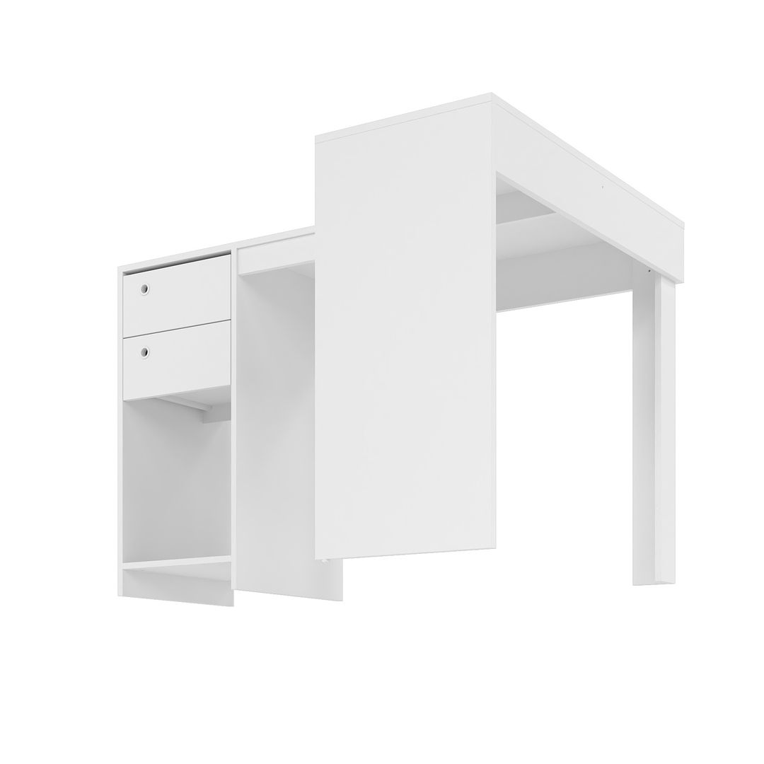 Manhattan Comfort Modest Palermo Classic "L" Shaped Desk with 2 Drawers and 1 Cubby in White