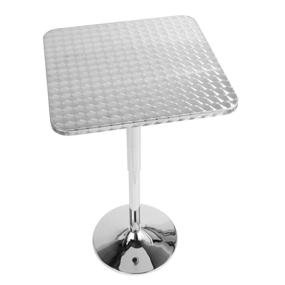 Bistro Contemporary Adjustable Round Bar Table in Silver