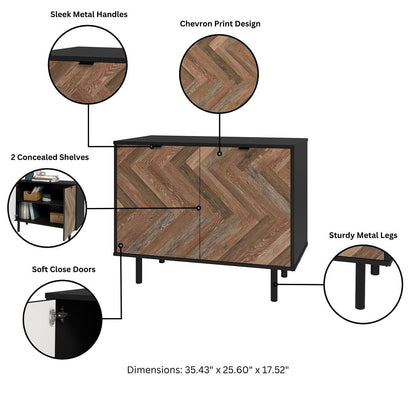 Manhattan Comfort Mid-Century Modern Liam Accent Cabinet with 2 Shelves